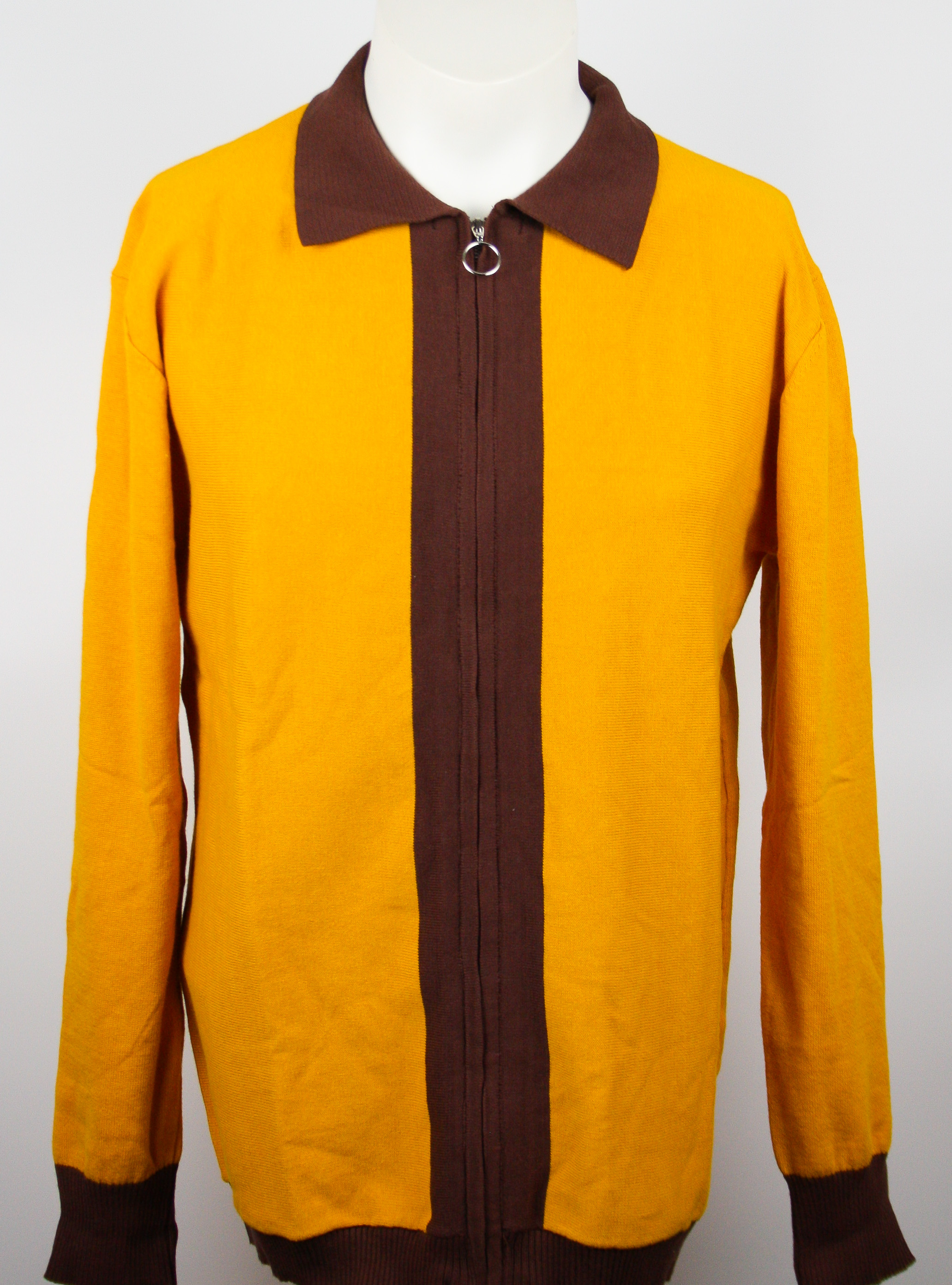 Oxknit Zip Up Knit Jacket Mustard/Brown Größe L *Neuwertig*